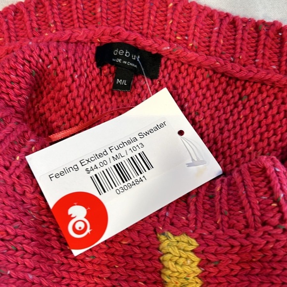 NEW Debut Boutique Cropped Pink Sweater Medium / Large - Picture 4 of 6